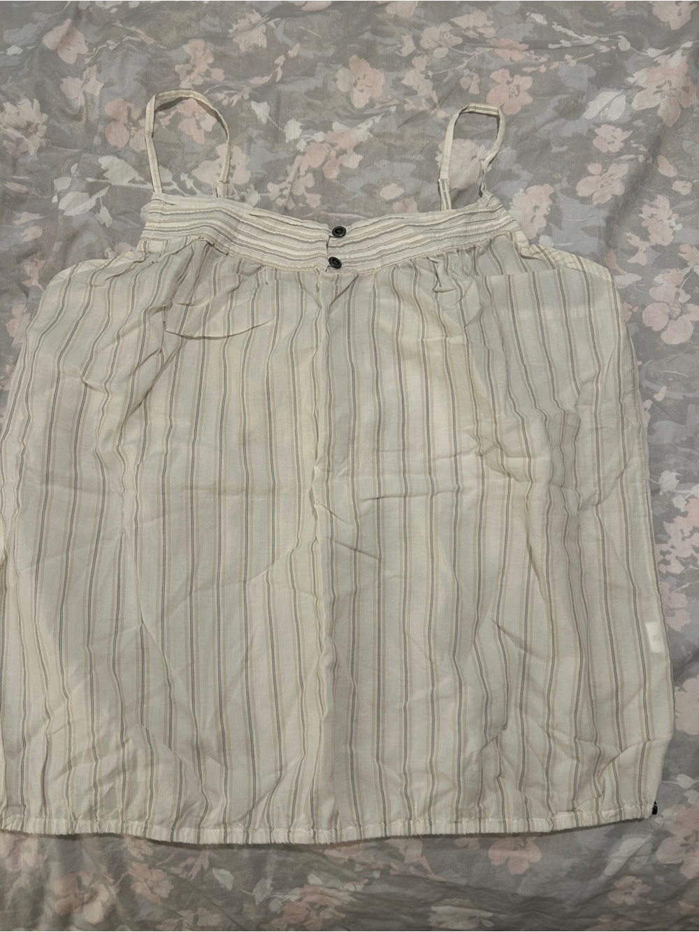 GAP Cotton Spaghetti Strap Camisole Top - Cream with Taupe Stripes